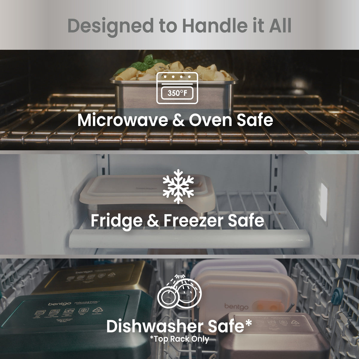Bentgo® MicroSteel Heat & Eat Container - Family Size 8.5 Cups - Aqua | Designed To Handle It All - Microwave & Oven Safe, Fridge & Freezer Safe, and Dishwasher Safe (Top Rack Only)