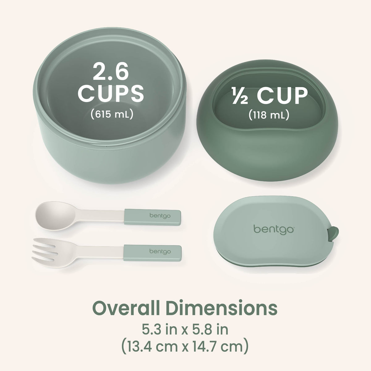 Bentgo® Bowl (2-Pack) - Khaki Green | Dimensions & What’s In The Box