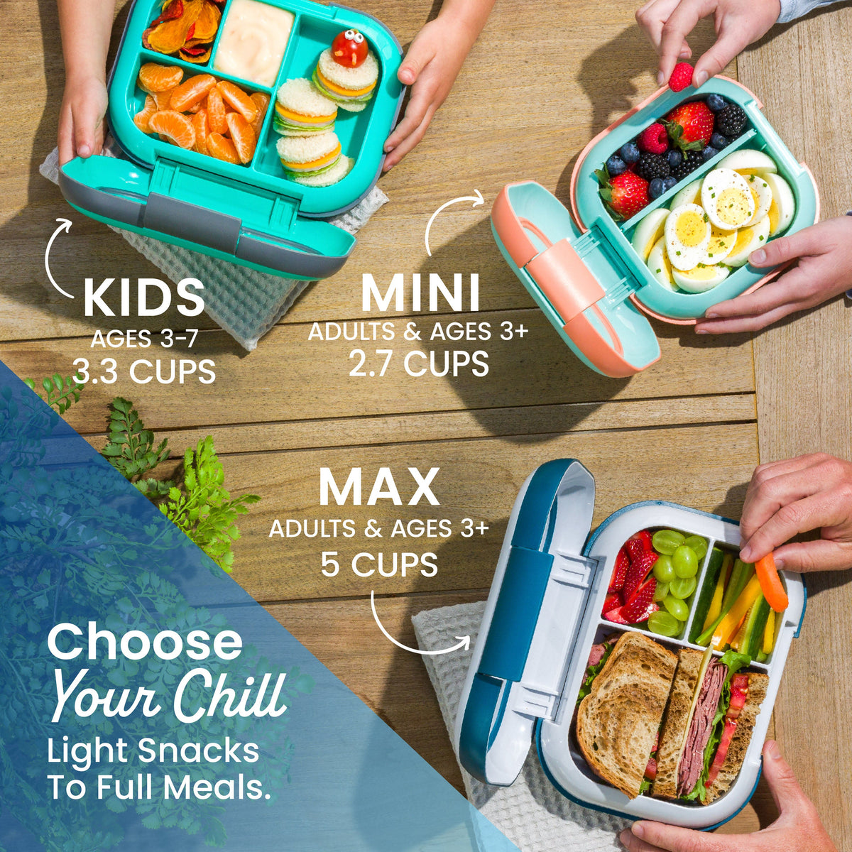 Bentgo® Chill Kids Lunch Box - Aqua | Choose Your Chill Light Snacks To Full Meals - Kids (Ages 3-7, 3.3 Cups), Mini (Adults & Ages 3+, 2.7 Cups), Max (Adults & Ages 3+, 5 Cups)