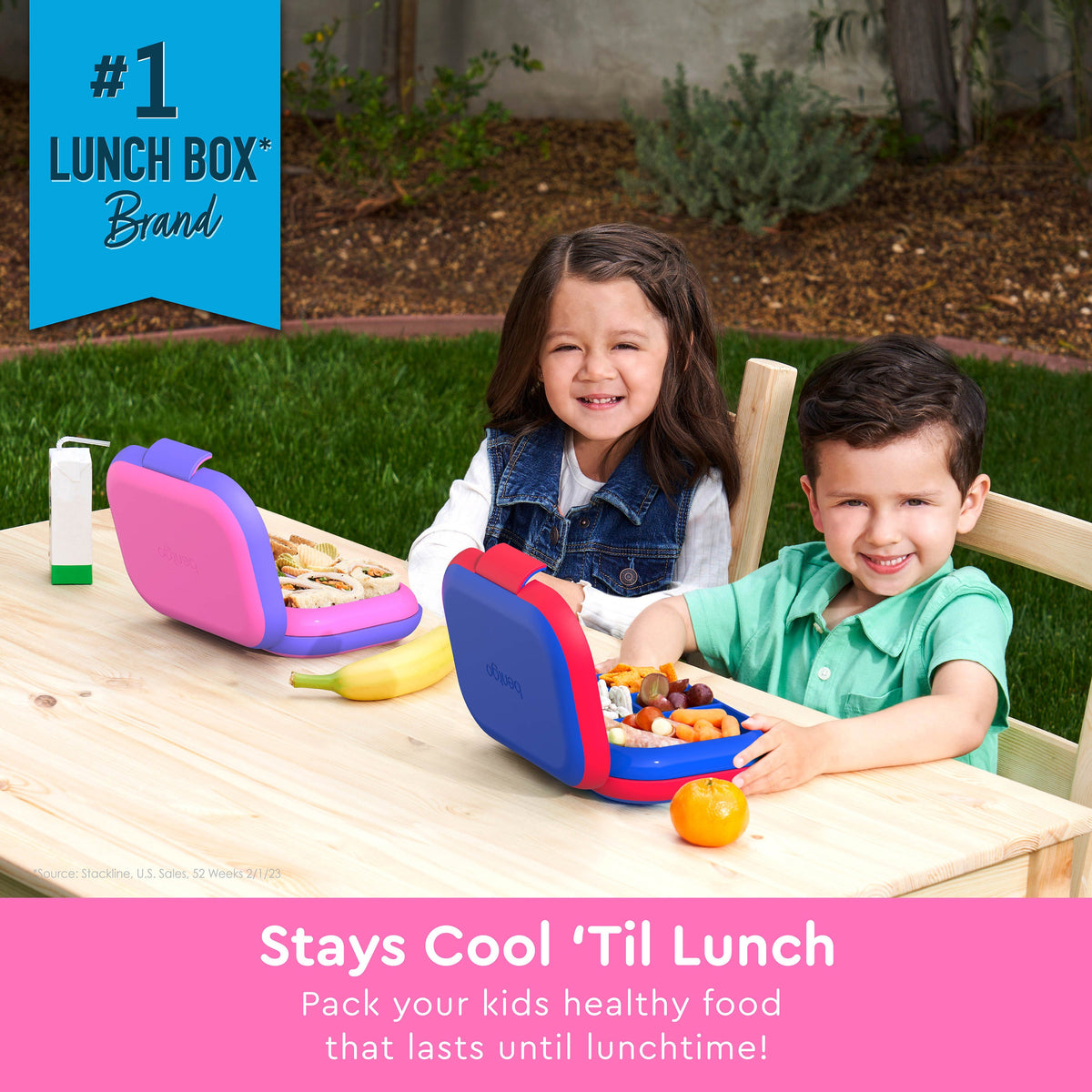 Bentgo® Chill Kids Lunch Box - Electric Pink | Stays Cool 'Til Lunch - Pack Your Kids Healthy Food That Lasts Until Lunchtime