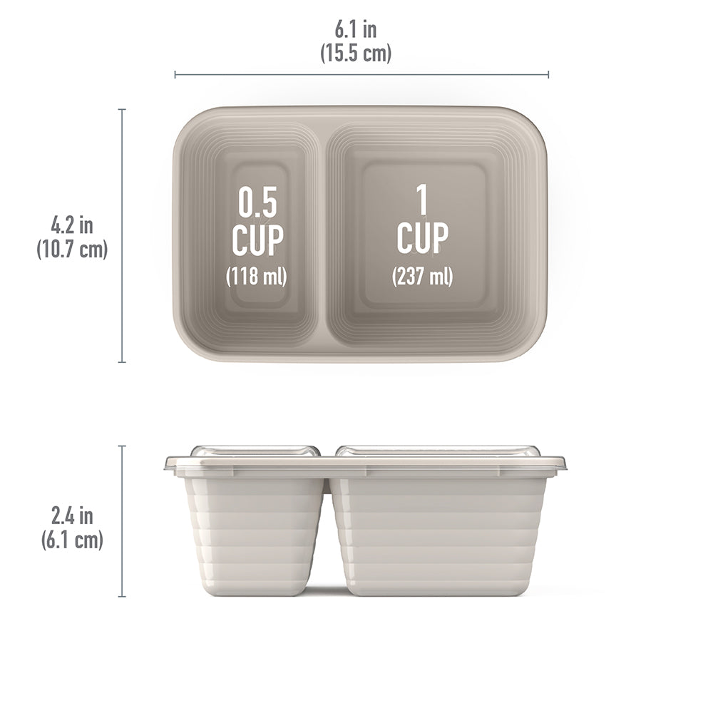Bentgo® Prep 2-Compartment Snack Containers (20-Piece) - Clay | Product Dimensions