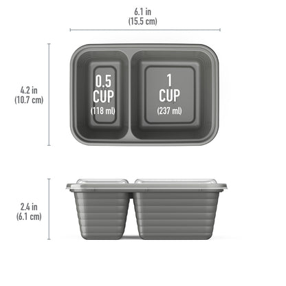 Bentgo® Prep 2-Compartment Snack Containers (20-Piece) - Pewter | Product Dimensions