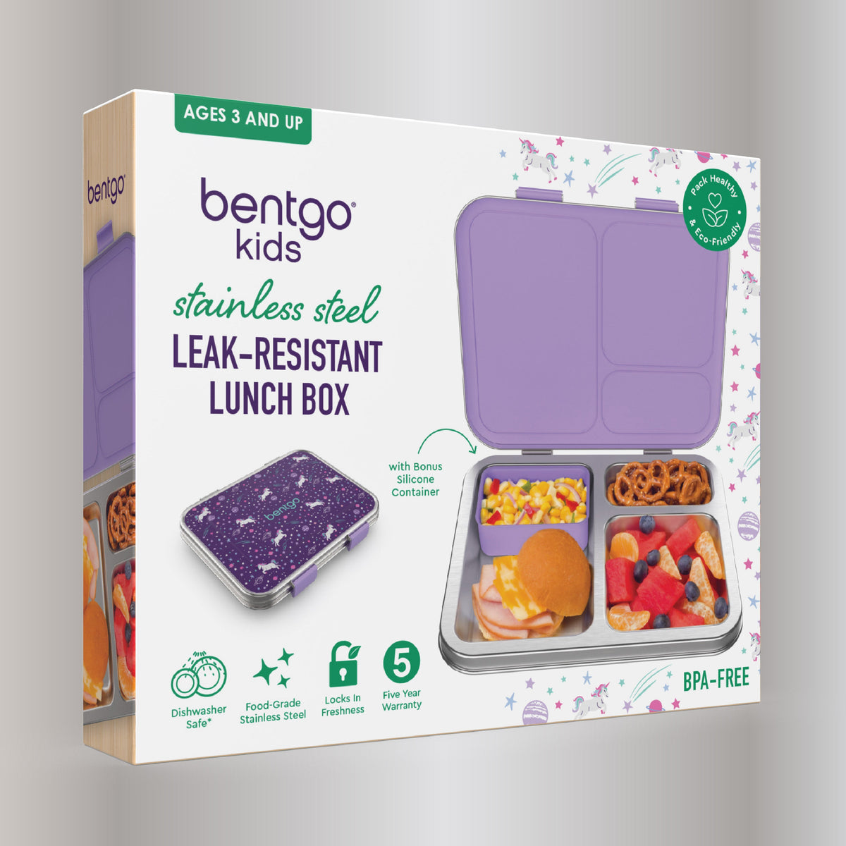 Bentgo® Kids Stainless Steel Prints Lunch Box - Unicorn | Packaging